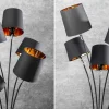 Design Stehlampe LEVELS 176cm mit 5 Leinenschirmen schwarz gold Stehleuchte