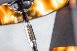 Design Stehlampe LEVELS 176cm mit 5 Leinenschirmen schwarz gold Stehleuchte