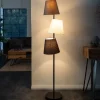 Design Stehlampe LEVELS 163cm schwarz grau mit 3 Leinenschirmen