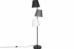 Design Stehlampe LEVELS 163cm schwarz grau mit 3 Leinenschirmen