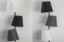 Design Stehlampe LEVELS 163cm schwarz grau mit 3 Leinenschirmen