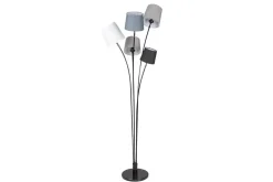 Design Stehlampe LEVELS 176cm schwarz grau mit 5 Leinenschirmen
