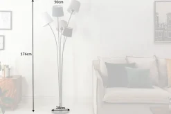 Design Stehlampe LEVELS 176cm schwarz grau mit 5 Leinenschirmen