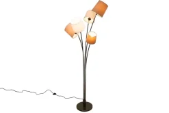 Design Stehlampe LEVELS 176cm weiß beige braun mit 5 Leinenschirmen