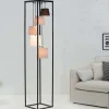 Design Stehlampe LEVELS 180cm schwarz grau 5 Leinenschirme