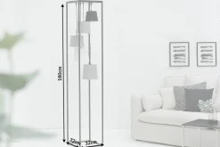 Design Stehlampe LEVELS 180cm schwarz grau 5 Leinenschirme