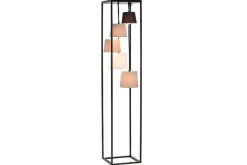 Design Stehlampe LEVELS 180cm schwarz grau 5 Leinenschirme