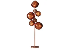 Design Stehlampe LIQUID DIAMOND 170cm kupfer Glas Stahl sieben Schirme Kugelleuchte