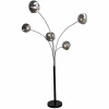 Design Stehlampe LIQUID DIAMOND 200cm schwarz smoke grau fünf Glasschirme mit Marmorfuß