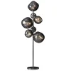 Design Stehlampe LIQUID DIAMOND 170cm smoke Glas Stahl sieben Schirme Kugelleuchte