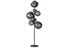 Design Stehlampe LIQUID DIAMOND 170cm smoke Glas Stahl sieben Schirme Kugelleuchte