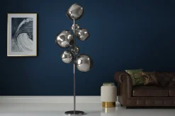 Design Stehlampe LIQUID DIAMOND 170cm smoke Glas Stahl sieben Schirme Kugelleuchte