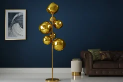 Design Stehlampe LIQUID DIAMOND 170cm gold Glas Stahl sieben Schirme Kugelleuchte