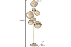 Design Stehlampe LIQUID DIAMOND 170cm gold Glas Stahl sieben Schirme Kugelleuchte