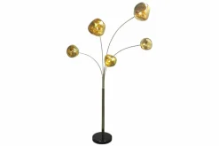 Design Stehlampe LIQUID DIAMOND 200cm gold fünf Glasschirme mit Marmorfuß