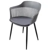 Design Stuhl AIRE grau Kunststoff Stahlgestell Indoor Outdoor inkl. Kissen