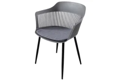 Design Stuhl AIRE grau Kunststoff Stahlgestell Indoor Outdoor inkl. Kissen