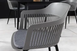 Design Stuhl AIRE grau Kunststoff Stahlgestell Indoor Outdoor inkl. Kissen