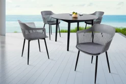 Design Stuhl AIRE grau Kunststoff Stahlgestell Indoor Outdoor inkl. Kissen