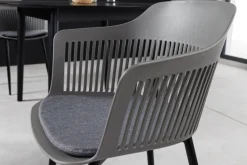 Design Stuhl AIRE grau Kunststoff Stahlgestell Indoor Outdoor inkl. Kissen