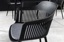 Design Stuhl AIRE schwarz Kunststoff Stahlgestell Indoor Outdoor inkl. Kissen
