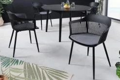 Design Stuhl AIRE schwarz Kunststoff Stahlgestell Indoor Outdoor inkl. Kissen
