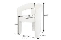 Design Stuhl ARCH creme weiß Chenille mit Armlehne Rundum-Bezug