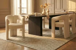 Design Stuhl ARCH creme weiß Chenille mit Armlehne Rundum-Bezug