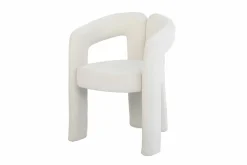 Design Stuhl ARCH creme weiß Chenille mit Armlehne Rundum-Bezug