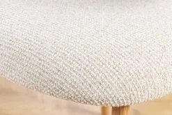 Design Stuhl BELFORT beige Strukturstoff Metallgestell Eiche