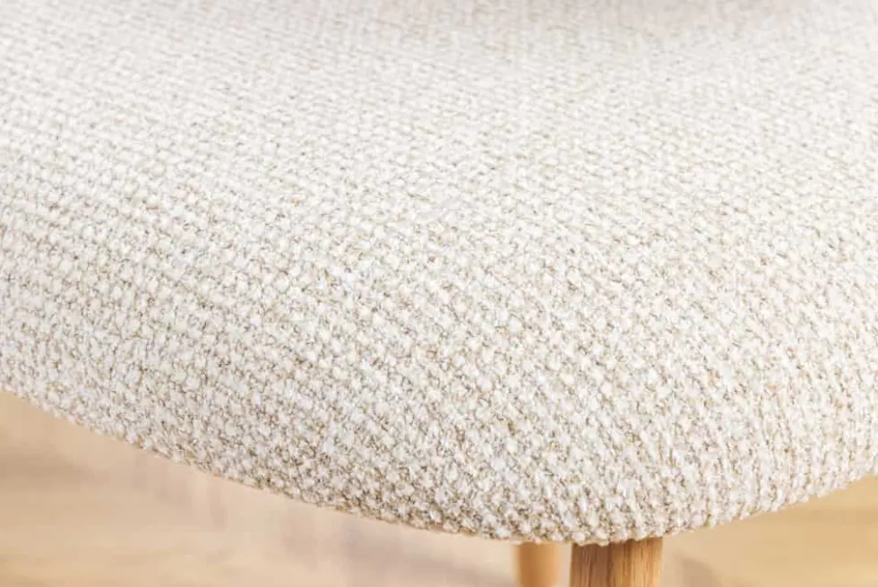 Design Stuhl BELFORT beige Strukturstoff Metallgestell Eiche