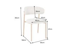 Design Stuhl BELFORT beige Strukturstoff Metallgestell Eiche