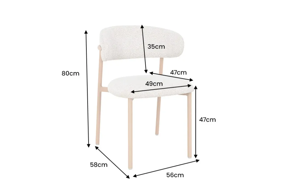 Design Stuhl BELFORT beige Strukturstoff Metallgestell Eiche