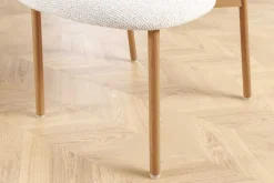 Design Stuhl BELFORT beige Strukturstoff Metallgestell Eiche