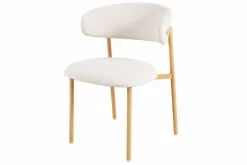 Design Stuhl BELFORT beige Strukturstoff Metallgestell Eiche