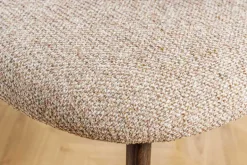 Design Stuhl BELFORT taupe beige Strukturstoff Metallgestell Walnuss