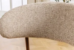 Design Stuhl BELFORT taupe beige Strukturstoff Metallgestell Walnuss