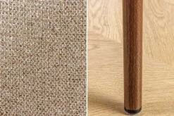 Design Stuhl BELFORT taupe beige Strukturstoff Metallgestell Walnuss