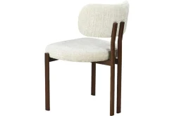 Design Stuhl BELLANO creme beige Chenille Cremona Metallgestell Walnuss