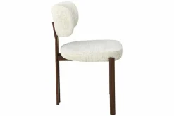 Design Stuhl BELLANO creme beige Chenille Cremona Metallgestell Walnuss