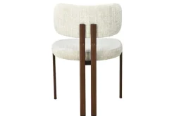 Design Stuhl BELLANO creme beige Chenille Cremona Metallgestell Walnuss