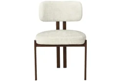Design Stuhl BELLANO creme beige Chenille Cremona Metallgestell Walnuss