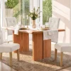 Design Stuhl CASA beige Strukturstoff Massivholzbeine mit Zierknöpfen und Nackenrolle