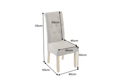 Design Stuhl CASA taupe Strukturstoff Massivholzbeine mit Zierknöpfen und Nackenrolle