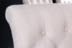 Design Stuhl CASTLE beige schwarz Strukturstoff Armlehnen Holzfüße