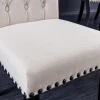 Design Stuhl CASTLE beige schwarz Strukturstoff Holzfüße Chesterfield