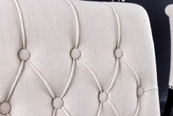 Design Stuhl CASTLE beige schwarz Strukturstoff Holzfüße Chesterfield