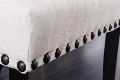 Design Stuhl CASTLE beige schwarz Strukturstoff Holzfüße Chesterfield