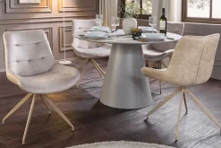 Design Stuhl DIVANI champagner beige Samt Metallgestell