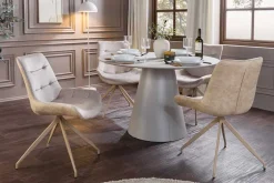 Design Stuhl DIVANI champagner beige Samt Metallgestell